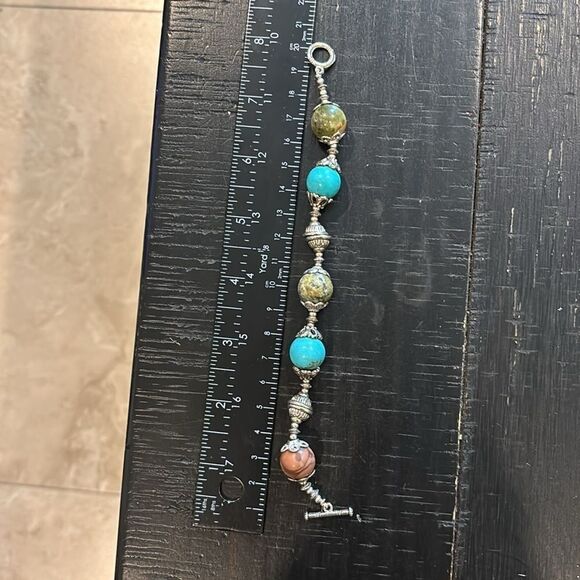 Tibetan Turquoise Gemstone Toggle Closure Boho Western Beaded Bracelet​​​​​ - Picture 6 of 6